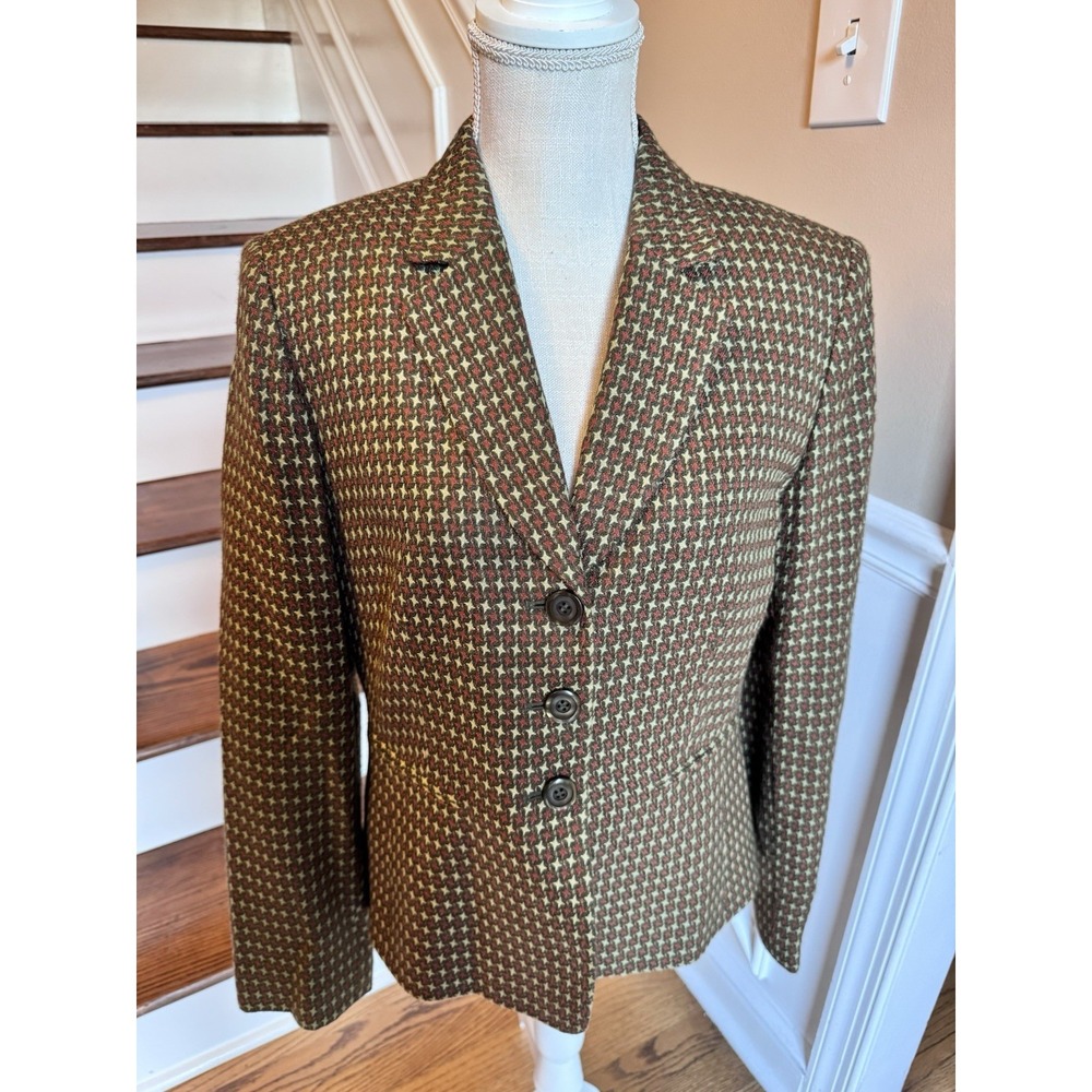 TRAVIS AYERS FOR DRESS BARN WOMAN HOUNDSTOOTH Blazer Size 10 Brown‎